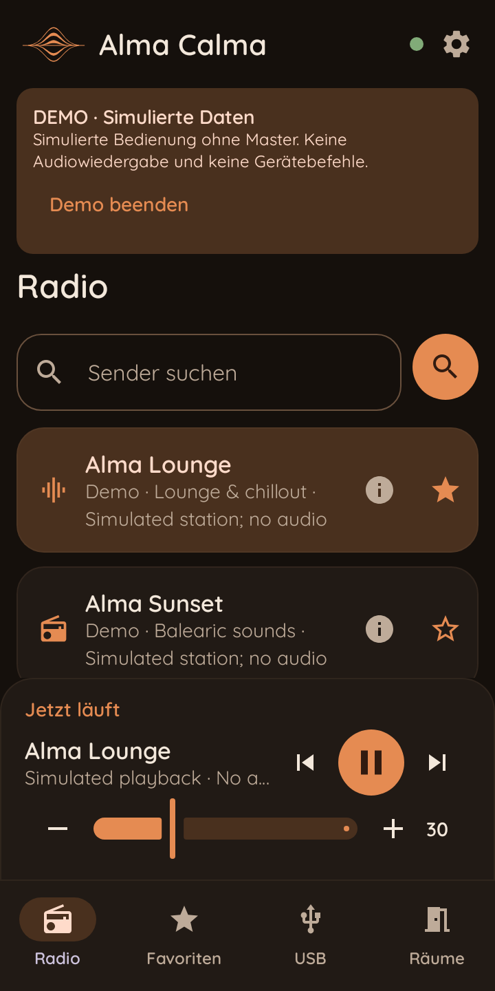 Alma Calma · Demo · radio